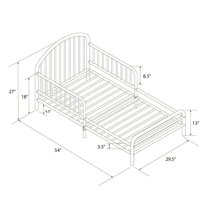 River Metal Toddler Bed with Secured Metal Slats - Black - Crib & Toddler Mattress