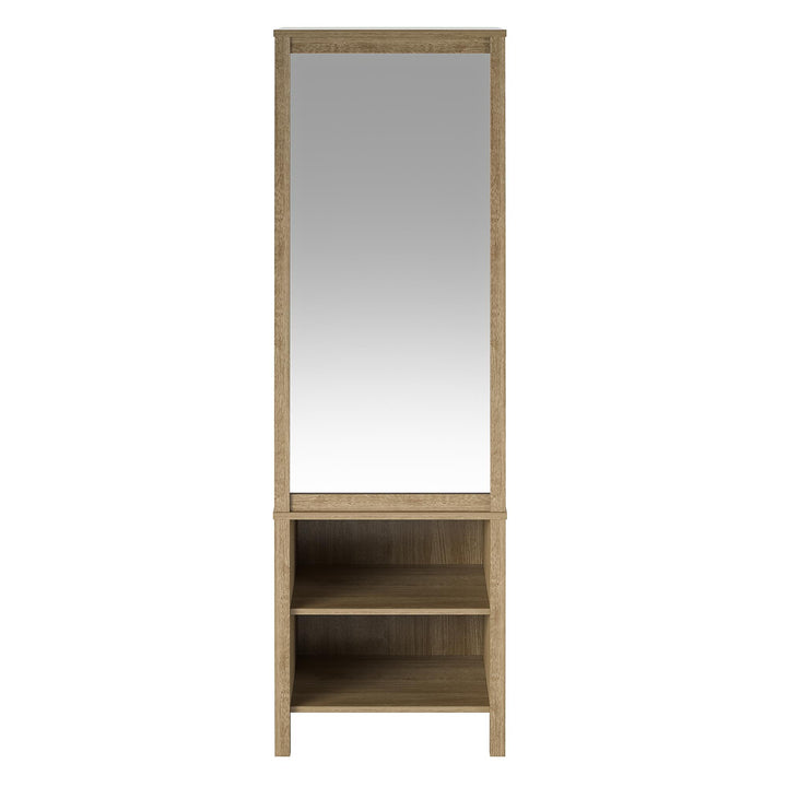 Amberly Wardrobe with Mirror, Clothing Bar and 3 Shelves - Natural