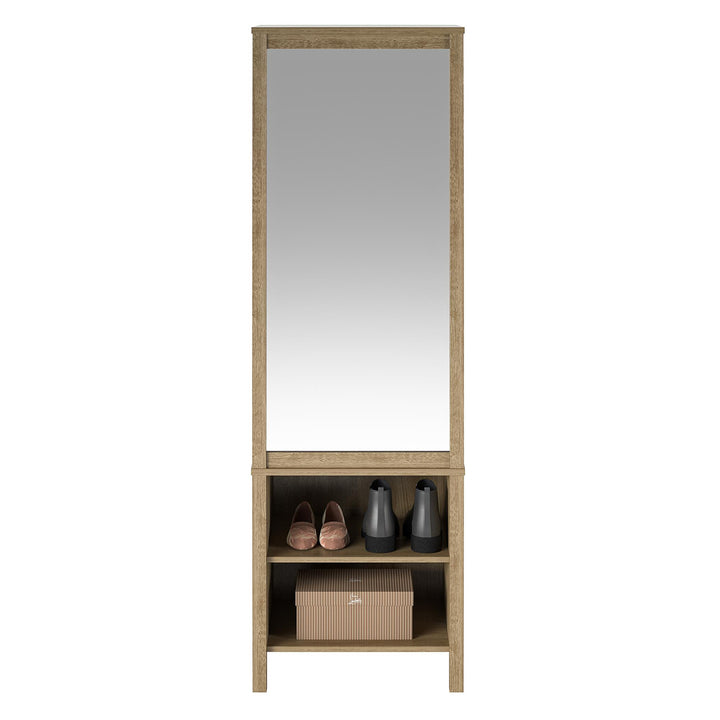 Amberly Wardrobe with Mirror, Clothing Bar and 3 Shelves - Natural