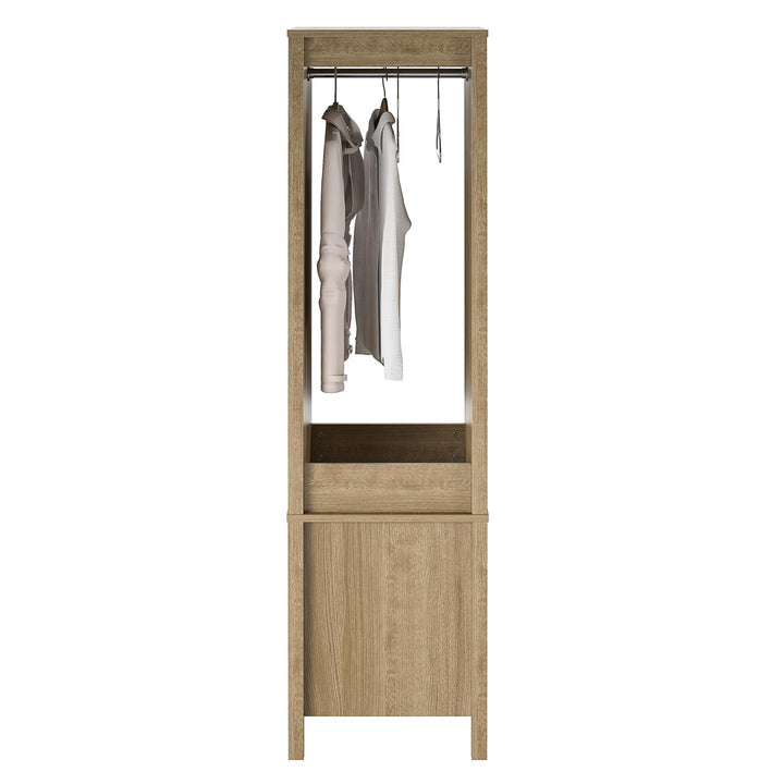 Amberly Wardrobe with Mirror, Clothing Bar and 3 Shelves - Natural