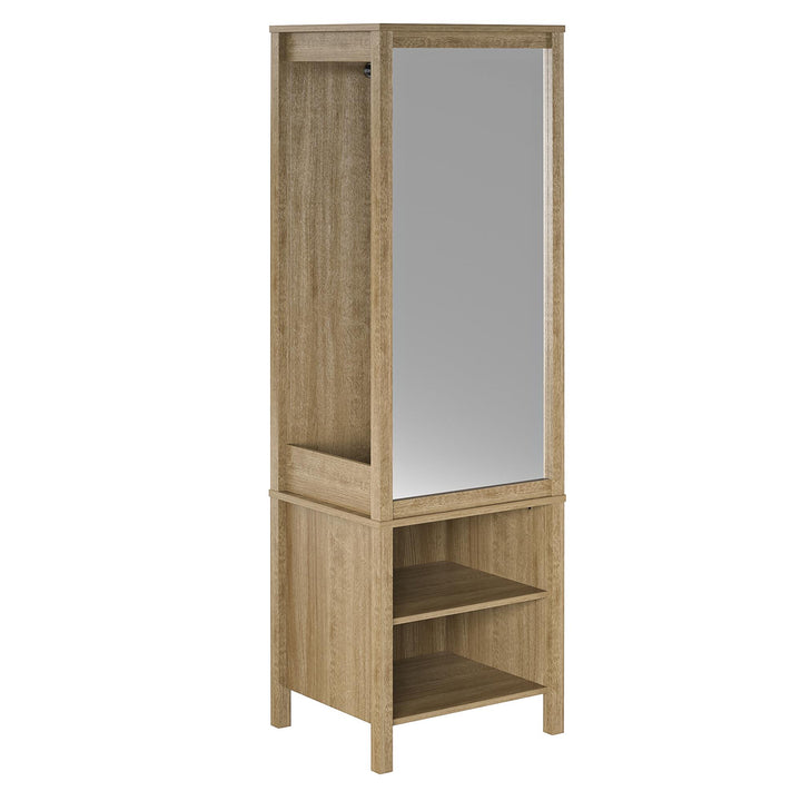 Amberly Wardrobe with Mirror, Clothing Bar and 3 Shelves - Natural