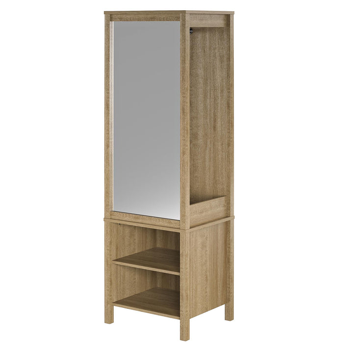 Amberly Wardrobe with Mirror, Clothing Bar and 3 Shelves - Natural