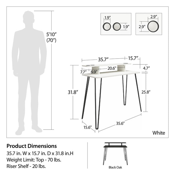 Wooden Vanity Table -  Black Oak