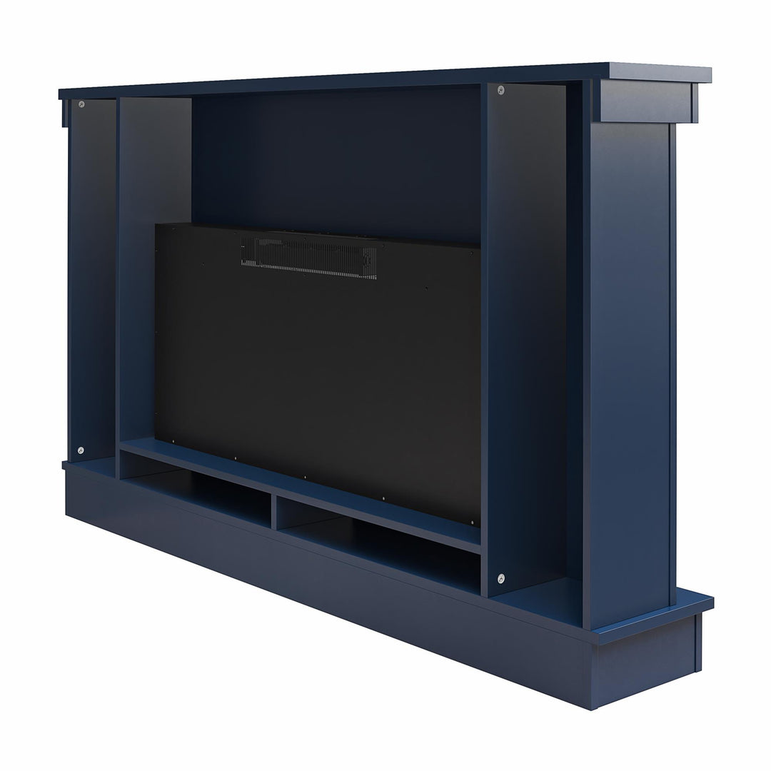 Waverly Wide Mantel with Linear Electric Fireplace & Crystal Ember Bed - Navy