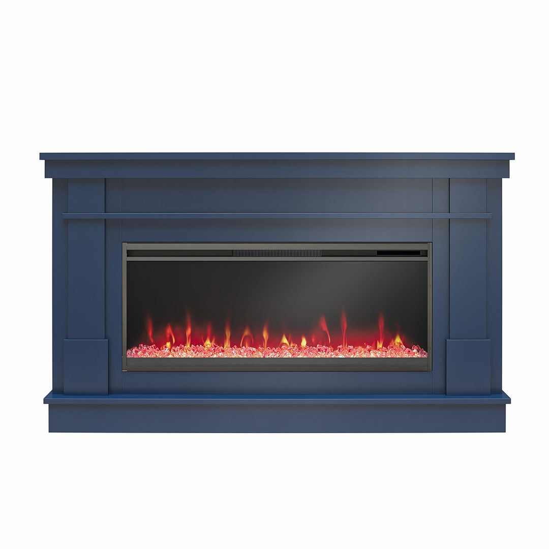 Waverly Wide Mantel with Linear Electric Fireplace & Crystal Ember Bed - Navy