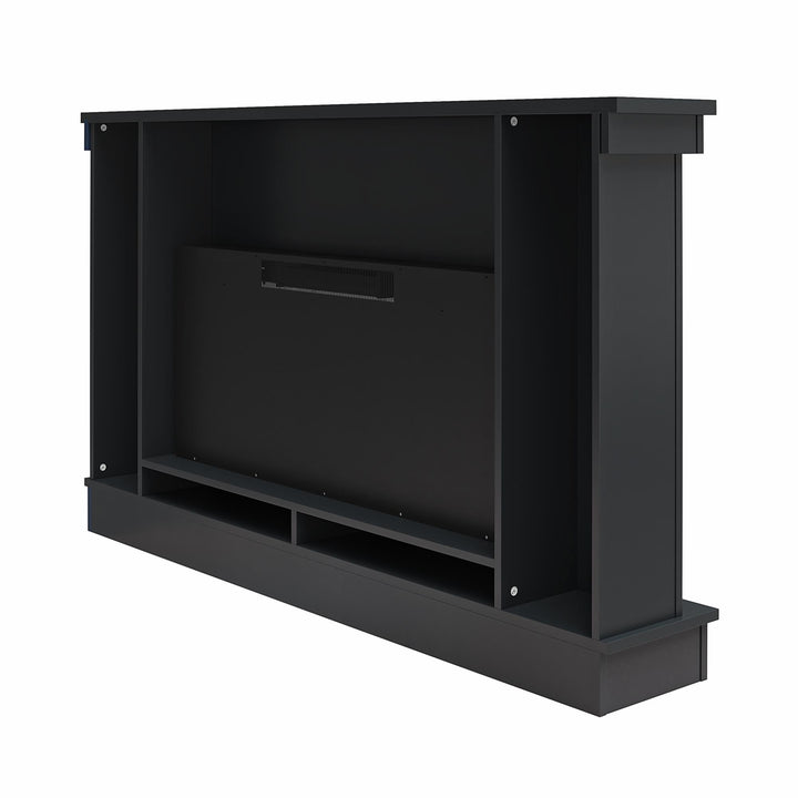 Waverly Wide Mantel with Linear Electric Fireplace & Crystal Ember Bed - Black