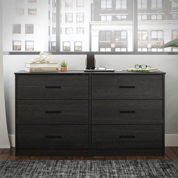 Edgewater Dresser with 6 drawers -  Black Oak