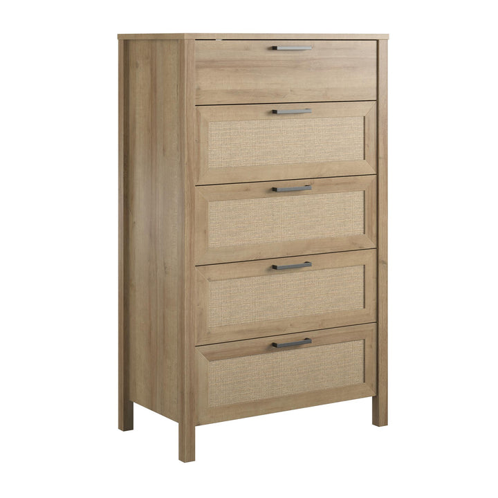 Amberly Rattan 5 Drawer Dresser - Natural