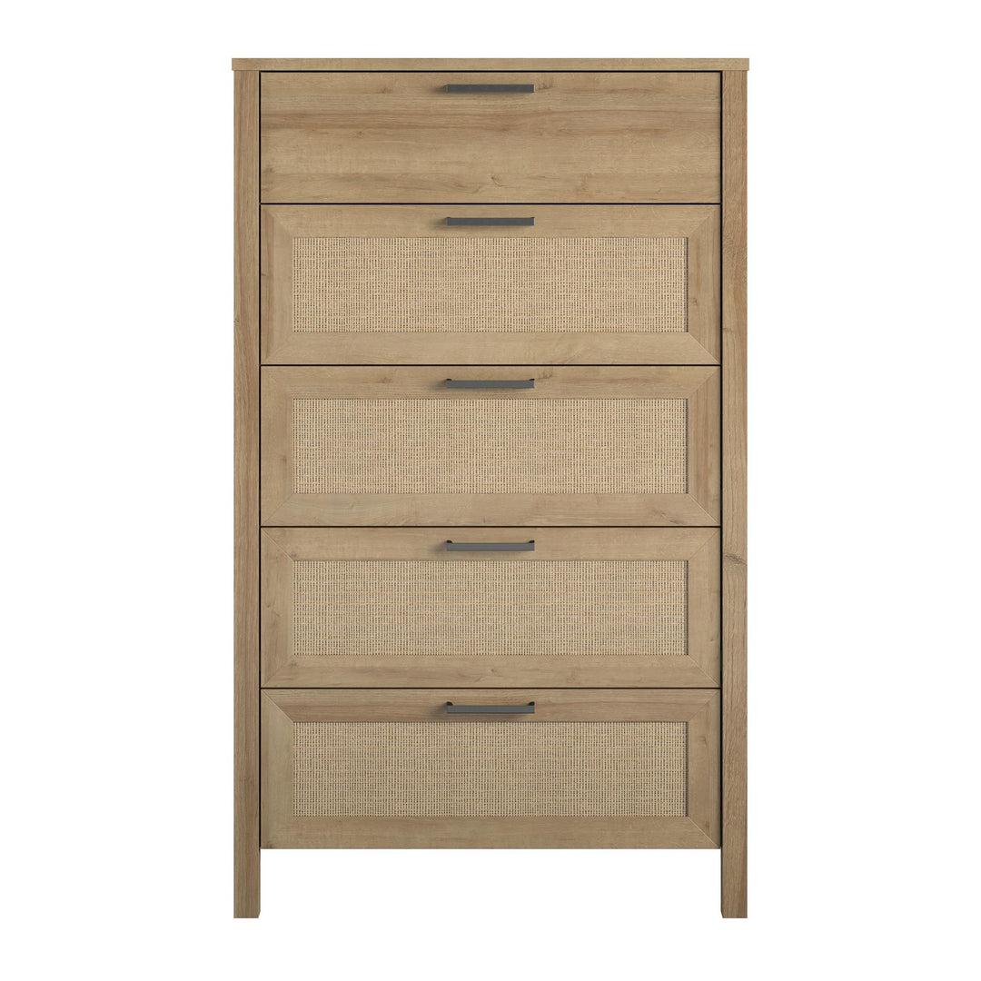 Amberly Rattan 5 Drawer Dresser - Natural