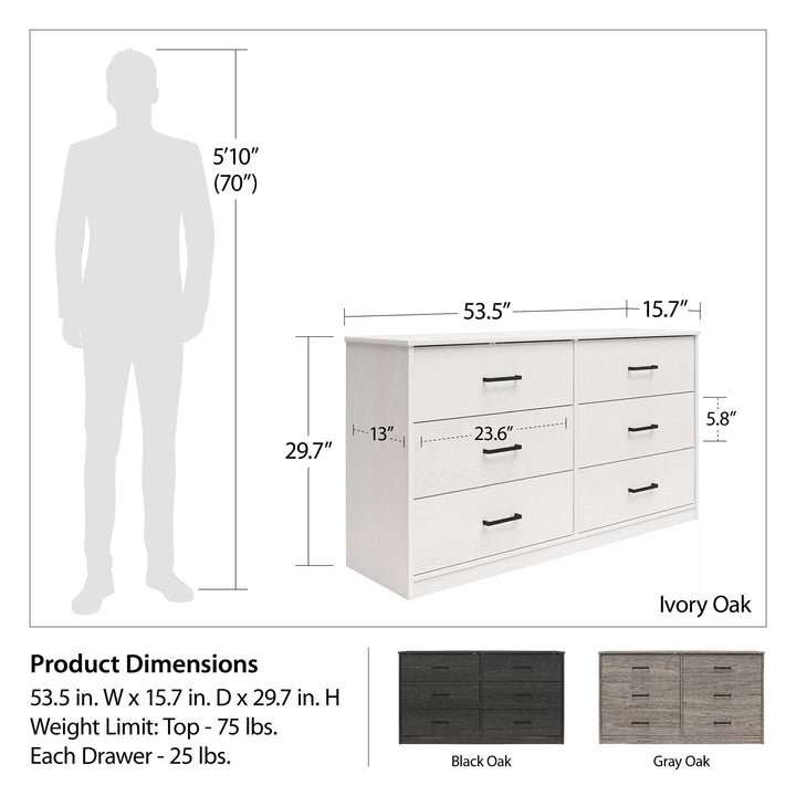 Best Edgewater 6 drawer dresser reviews -  Black Oak