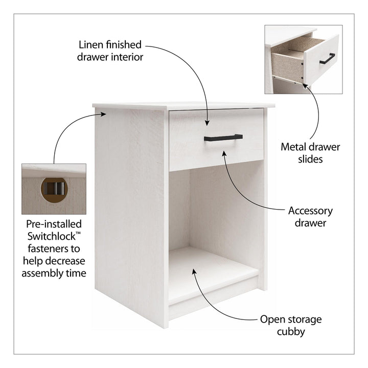 Edgewater Elegant Nightstand -  Black Oak