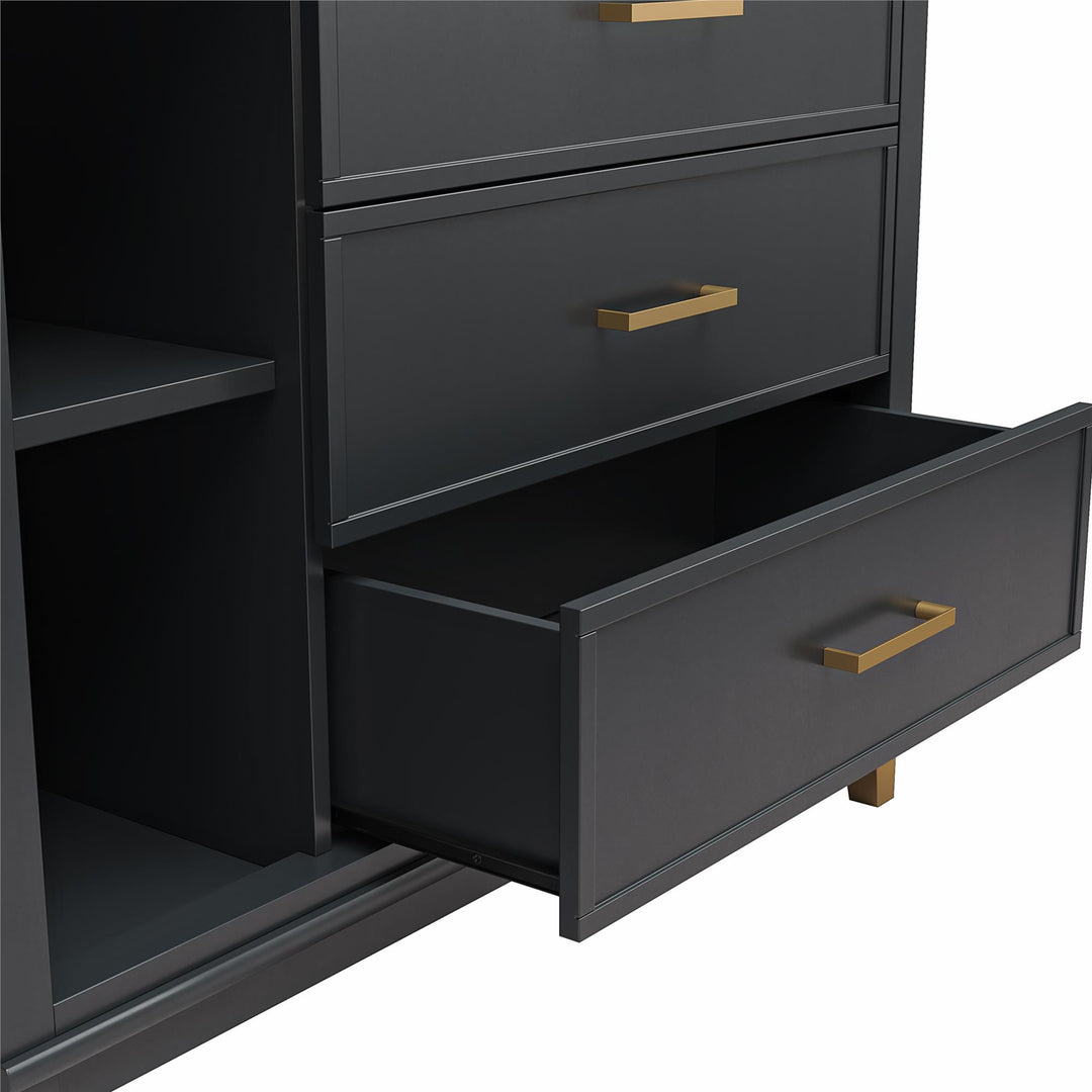 Westerleigh Media Dresser with Shelves -  Black