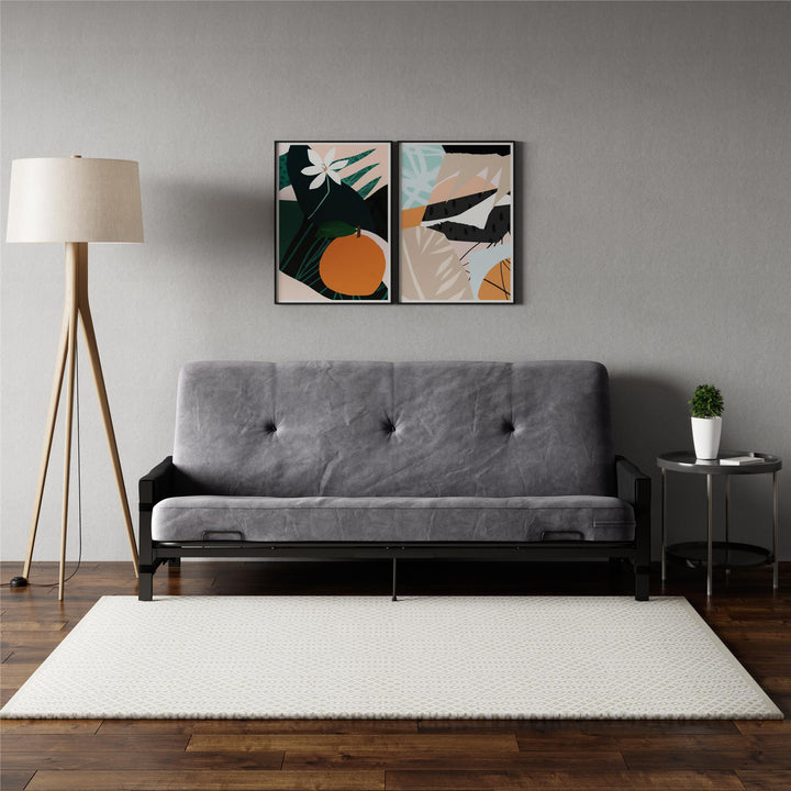 Avanti Black Metal Futon Frame with Storage Pockets - Black - Full