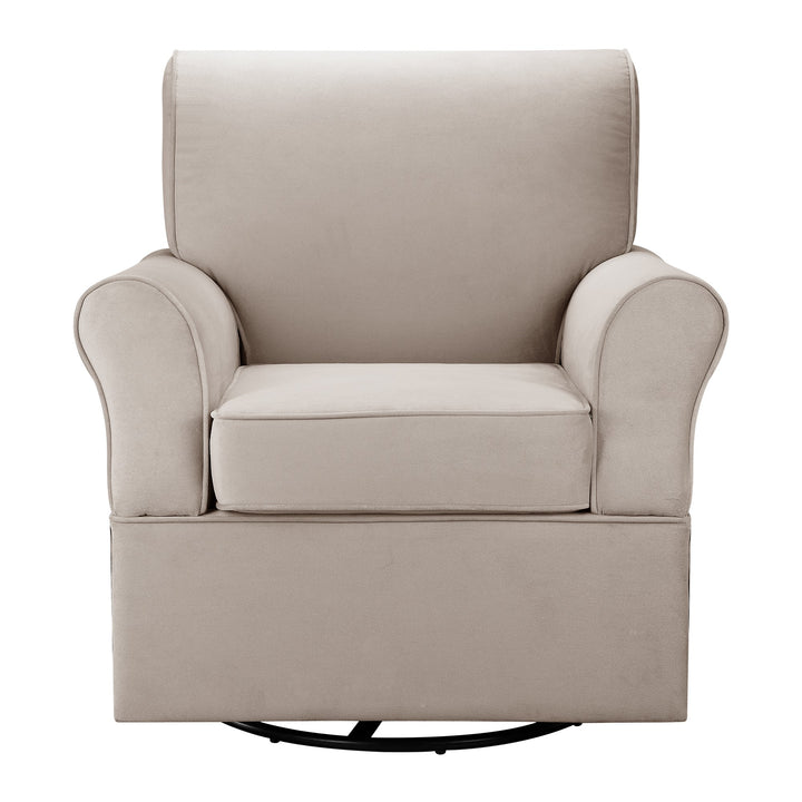 Kelcie Swivel Glider Chair and Ottoman Set with Solid Wood Frame - Beige