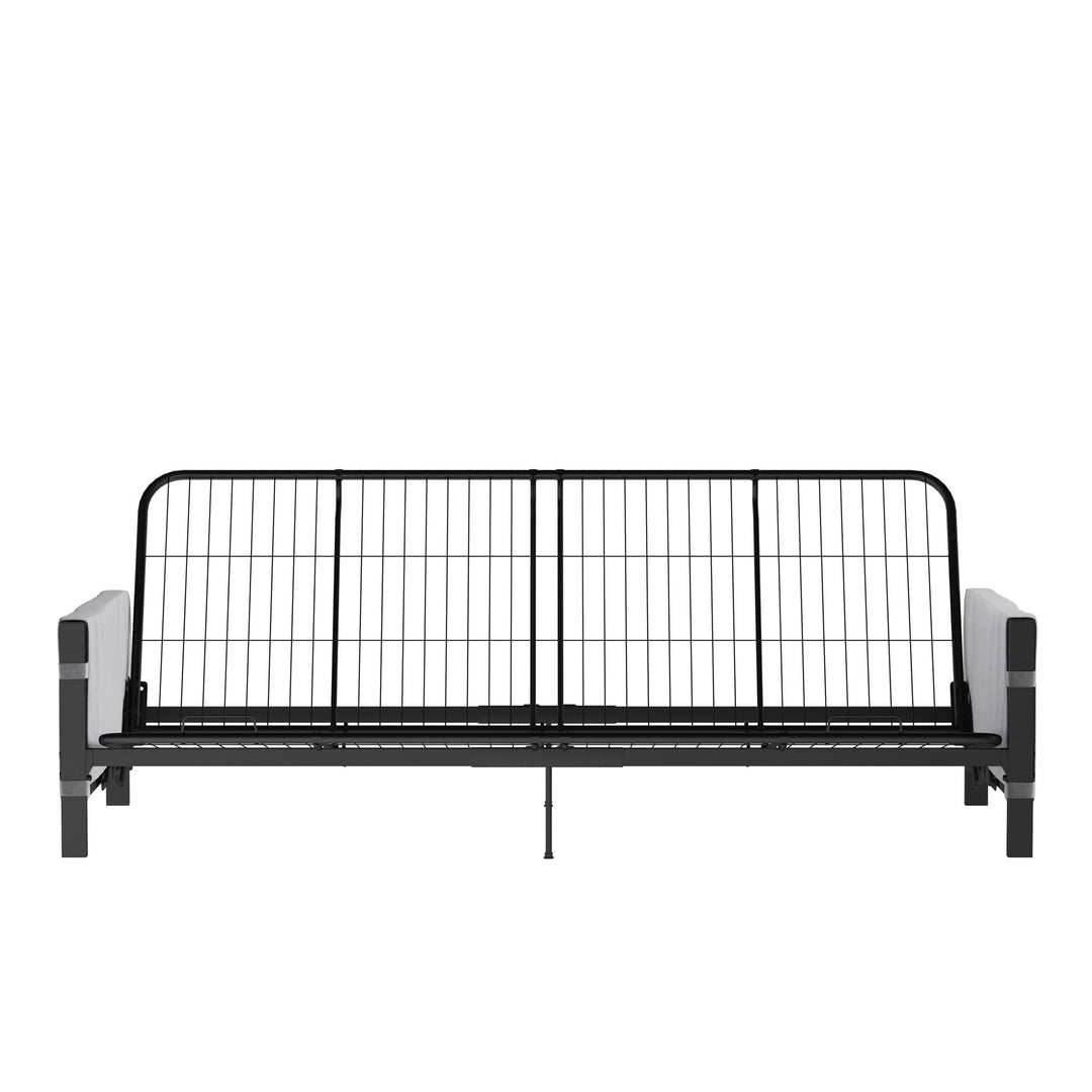 Avanti Black Metal Futon Frame with Storage Pockets - Black - Full