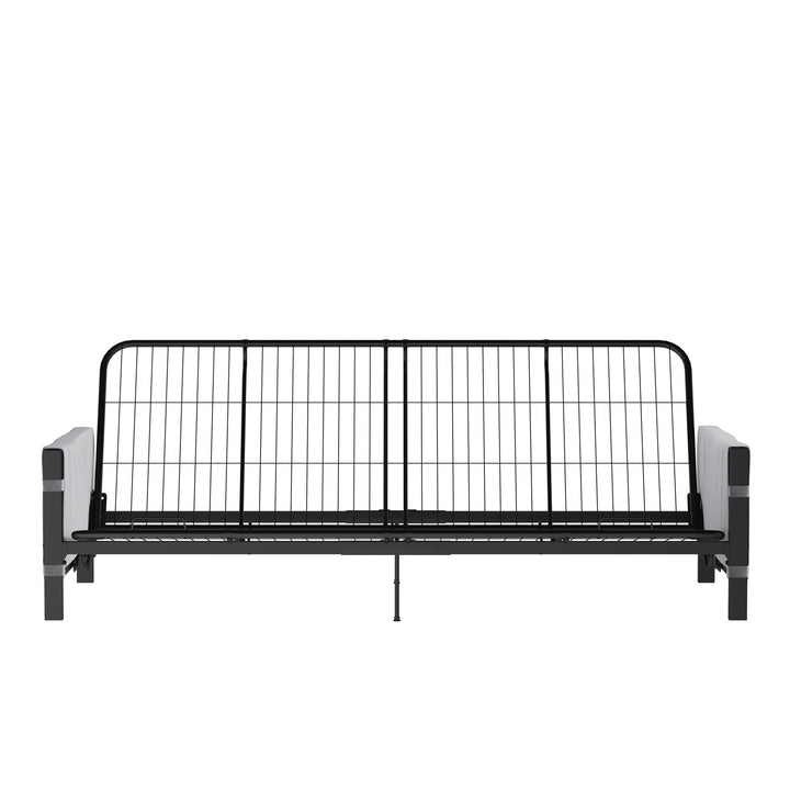Avanti Black Metal Futon Frame with Storage Pockets - Black - Full