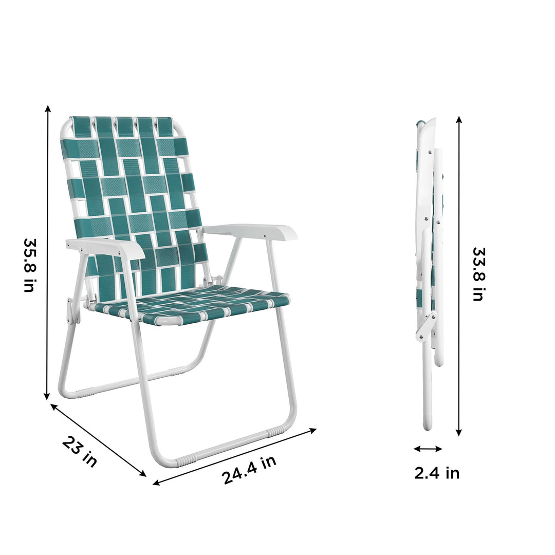 Set of 2 folding lawn chairs - Teal