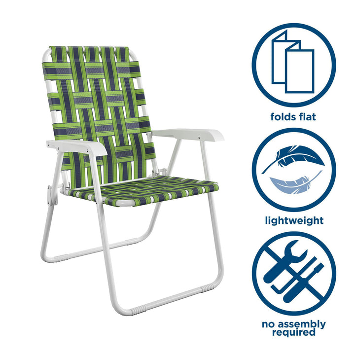 Set of 2 folding lawn chairs - Blue/Green