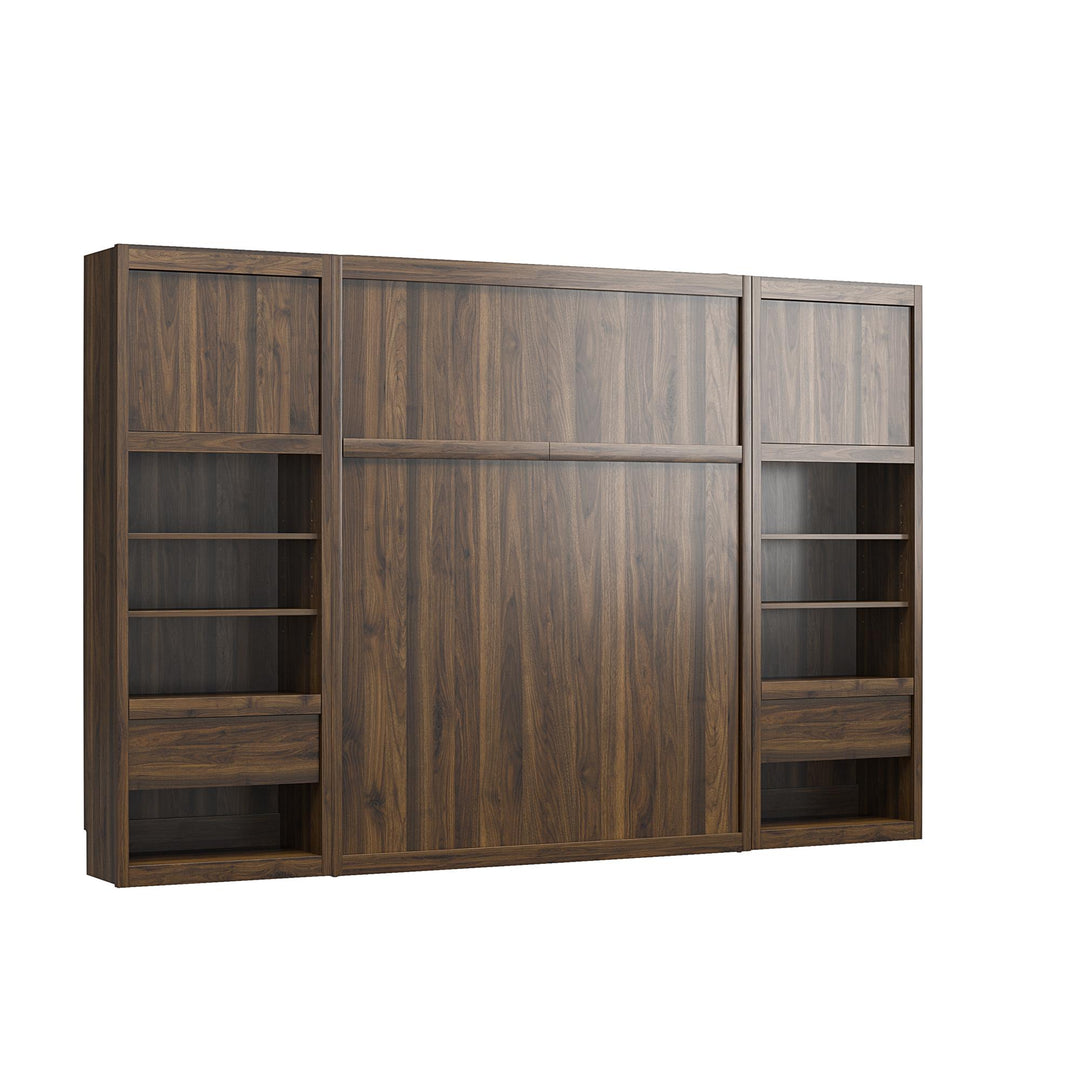 Paramount Single Bedside Bookcase with Pullout Nightstand and Storage - Columbia Walnut