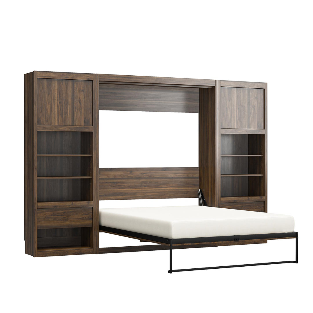 Paramount Single Bedside Bookcase with Pullout Nightstand and Storage - Columbia Walnut
