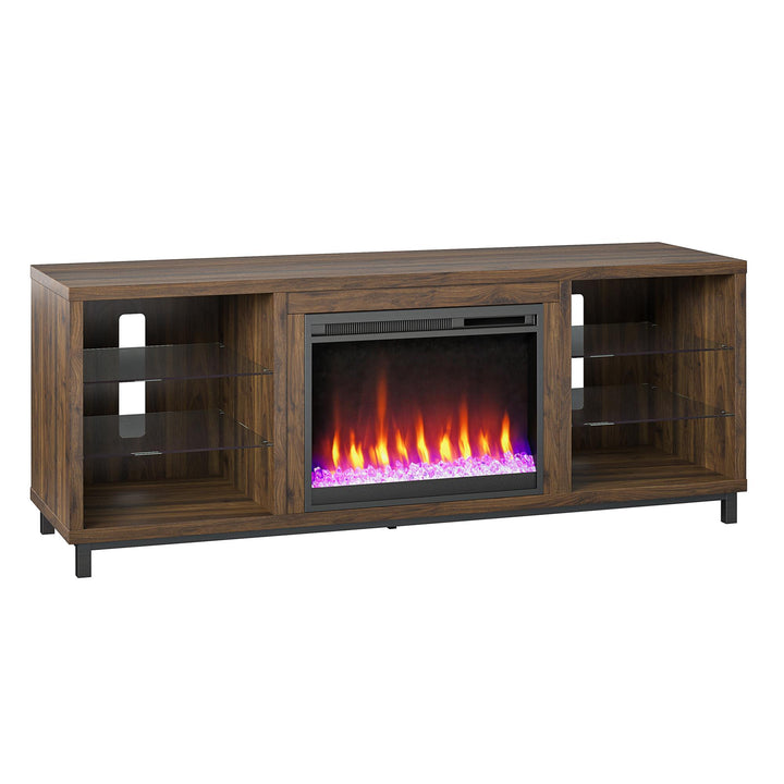 Lumina Fireplace TV Stand for TVs up to 70 Inch with 7 Color LED Lights - Columbia Walnut - 66”-70”