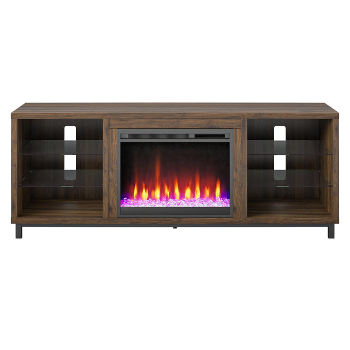 Lumina Fireplace TV Stand for TVs up to 70 Inch with 7 Color LED Lights - Columbia Walnut - 66”-70”