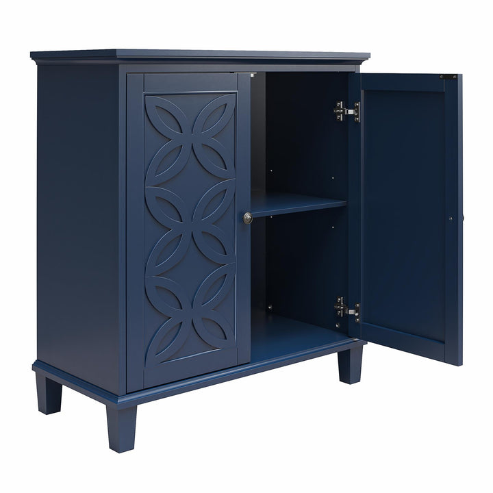 Celeste Solid Wood Double Door Cabinet -  Navy