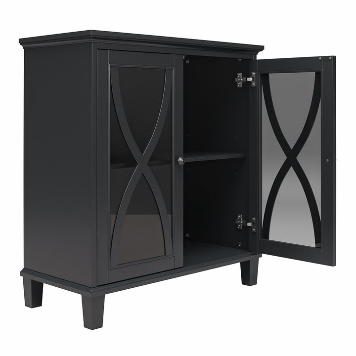Designer Celeste Glass Door Cabinet -  Black