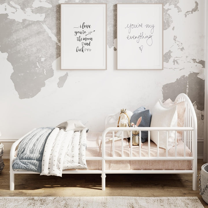 River Metal Toddler Bed with Secured Metal Slats - White - Crib & Toddler Mattress