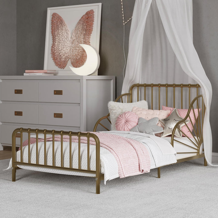 Quinn Whimsical Metal Toddler - Gold - Crib & Toddler Mattress