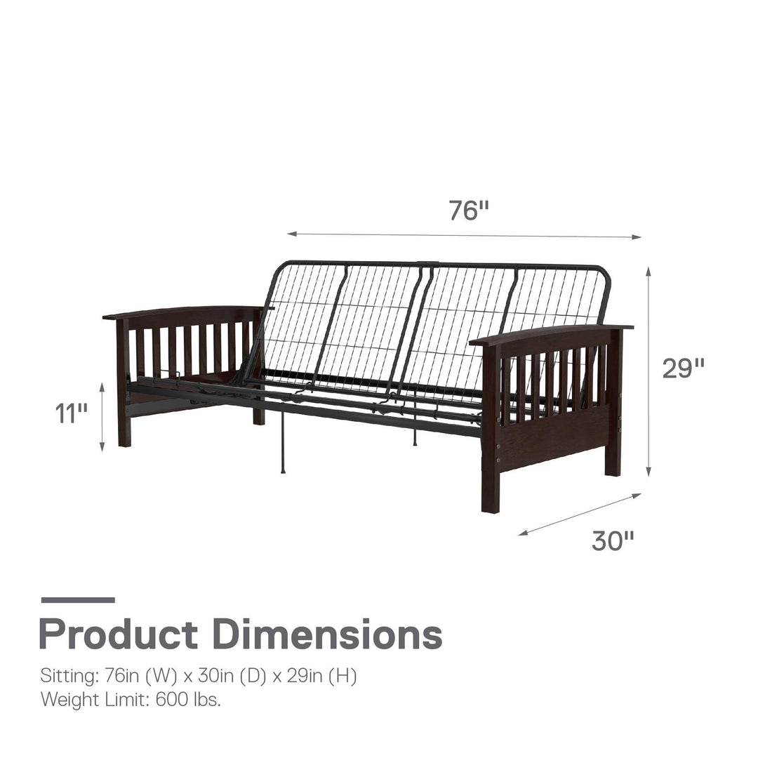 Elbi Full Size Wood Arm Futon Frame - Brown - Full