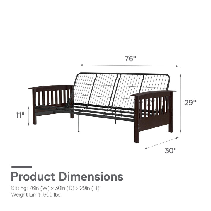 Elbi Full Size Wood Arm Futon Frame - Brown - Full