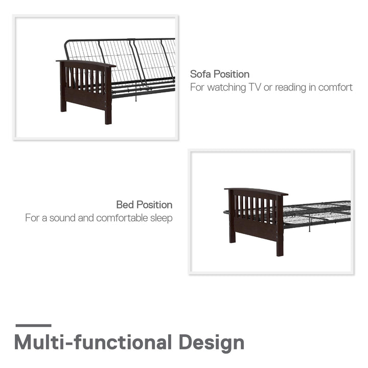Elbi Full Size Wood Arm Futon Frame - Brown - Full