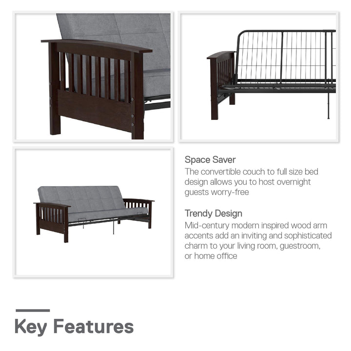 Elbi Full Size Wood Arm Futon Frame - Brown - Full