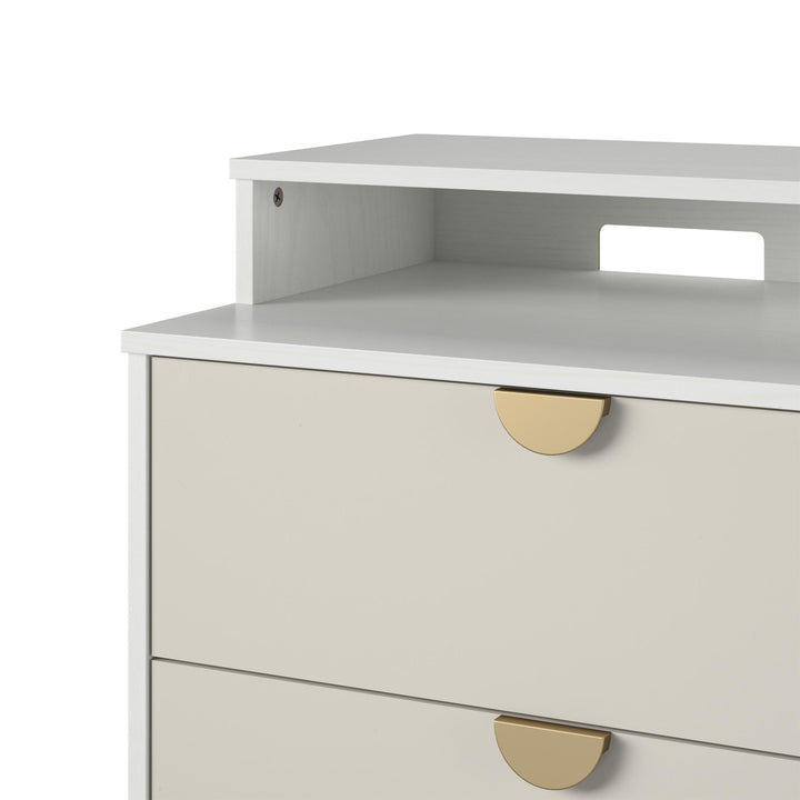 Modern 3-in-1 dresser, desk and bookcase storage - White