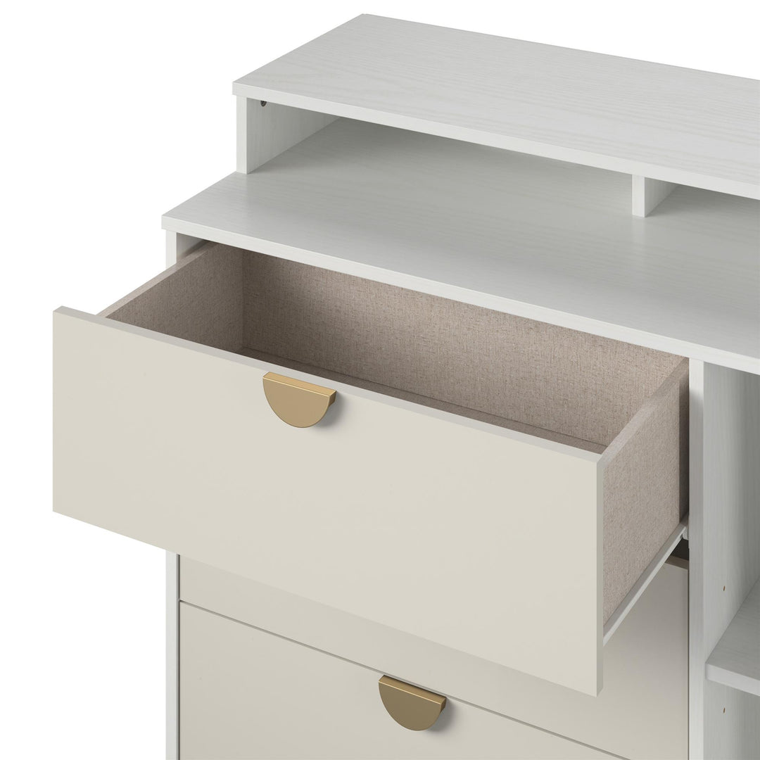 3 in 1 Media Dresser and desk combo - White
