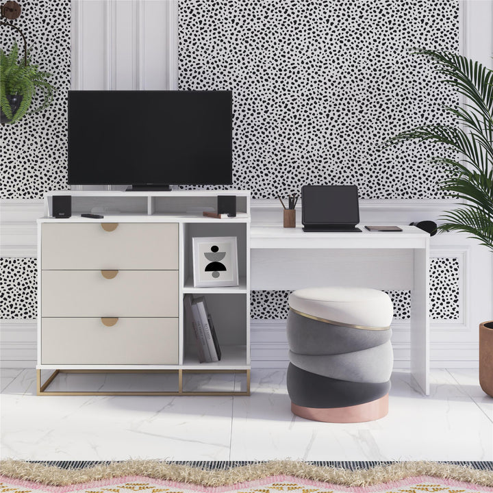 3 in 1 Media Dresser with TV Stands - White