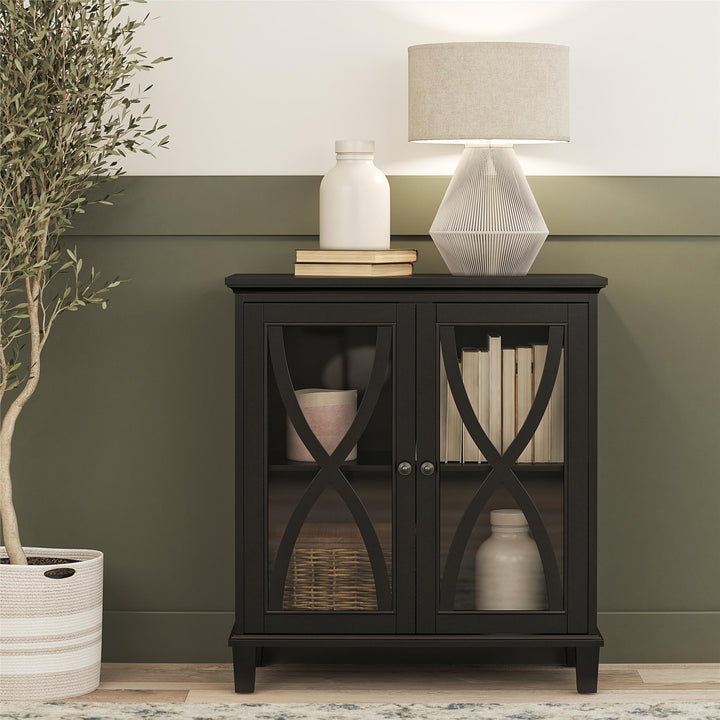 Celeste Glass Door Accent Cabinet -  Black