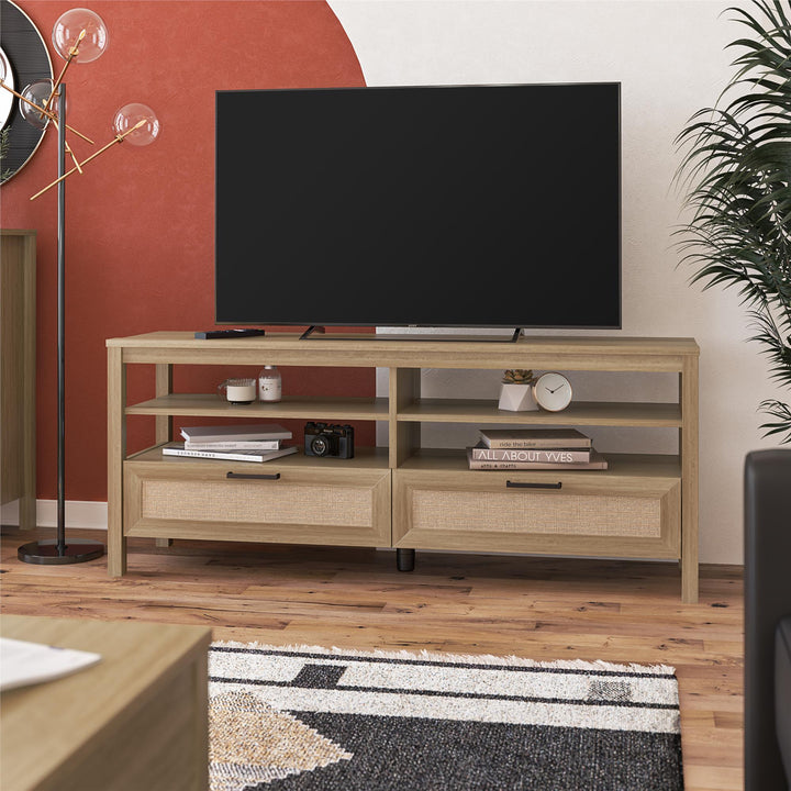 Amberly Rattan TV Stand for TVs up to 65" - Natural