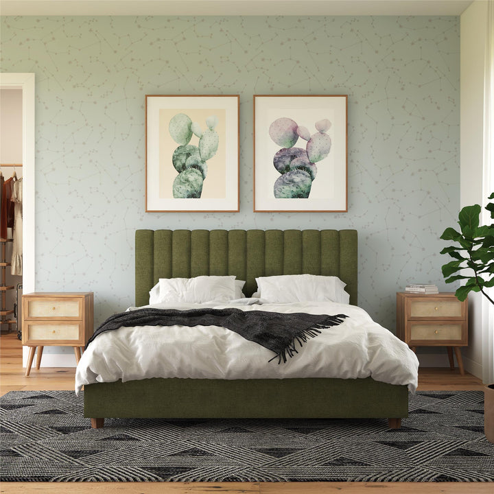 King size upholstered bed Brittany -  Green 