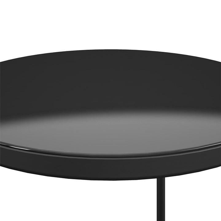 Modern Outdoor/Indoor 18 Inch Round Glass Side Table - Dark Gray - 1-Pack