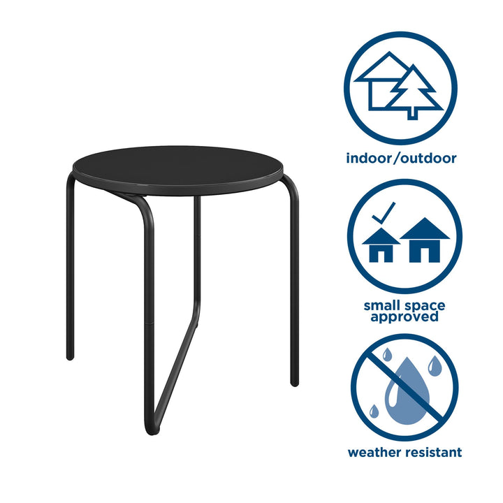 Modern Outdoor/Indoor 18 Inch Round Glass Side Table - Dark Gray - 1-Pack