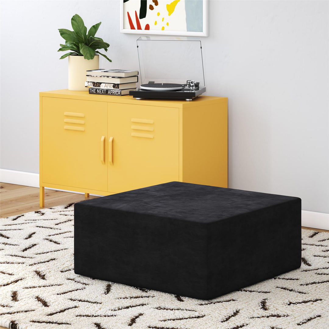 The Flower Ottoman Pouf Comfort Floor Seat and Footrest - Black