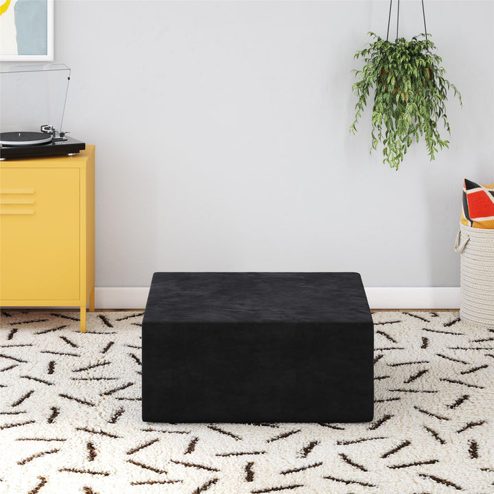 The Flower Ottoman Pouf Comfort Floor Seat and Footrest - Black