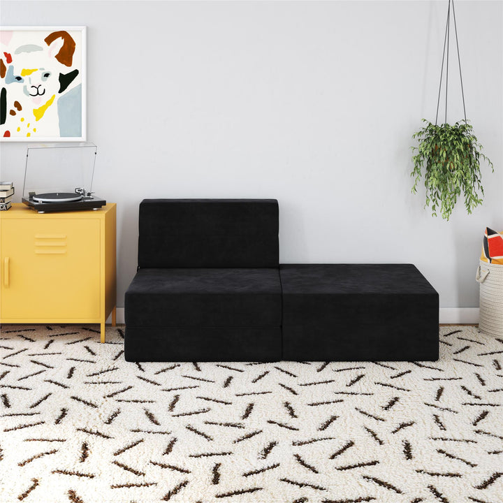 The Flower Ottoman Pouf Comfort Floor Seat and Footrest - Black