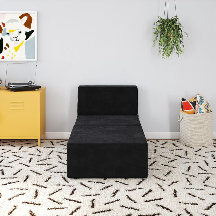 The Flower Ottoman Pouf Comfort Floor Seat and Footrest - Black