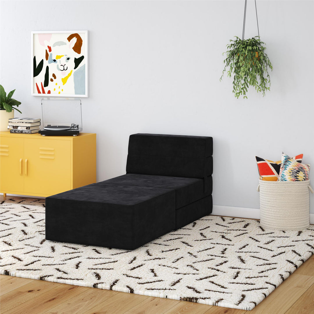 The Flower Ottoman Pouf Comfort Floor Seat and Footrest - Black