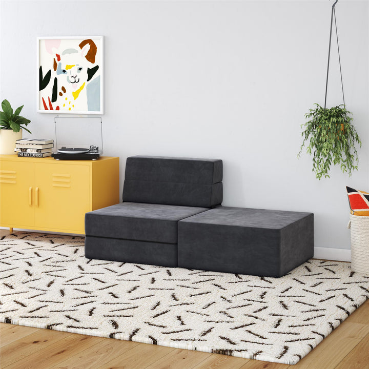 The Flower Ottoman Pouf Comfort Floor Seat and Footrest - Gray