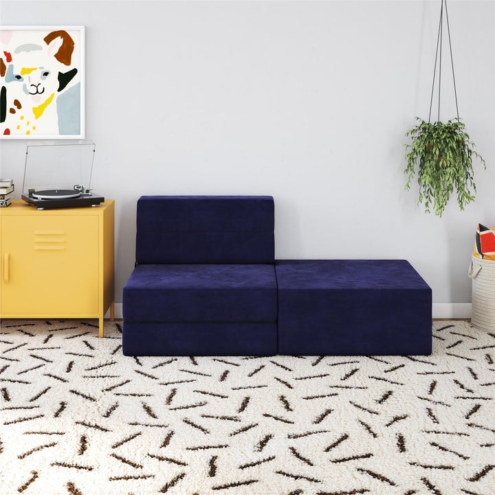 The Flower Ottoman Pouf Comfort Floor Seat and Footrest - Blue