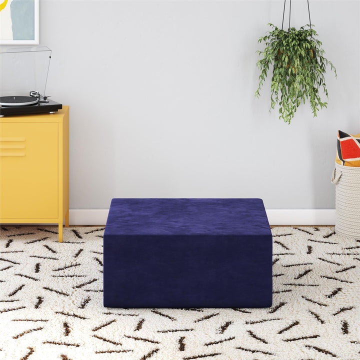 The Flower Ottoman Pouf Comfort Floor Seat and Footrest - Blue